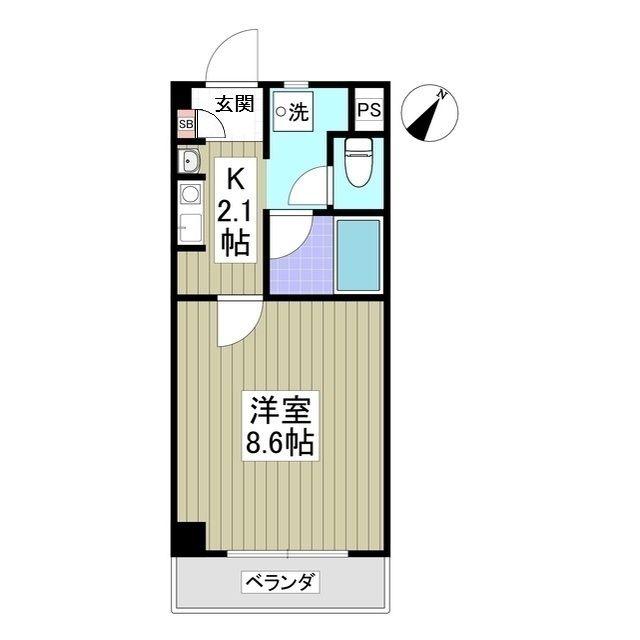 リブレス川越南大塚(1K/2階)の間取り写真