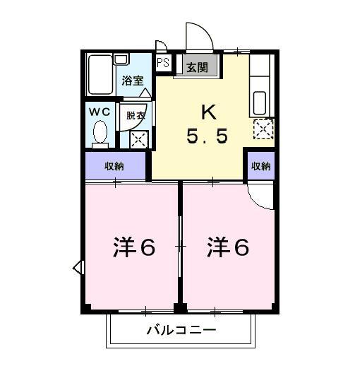 コーポ藤A(2K/2階)の間取り写真