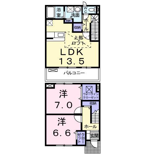 阪急京都線 総持寺駅 徒歩10分 2階建 築19年(2LDK/1階)の間取り写真