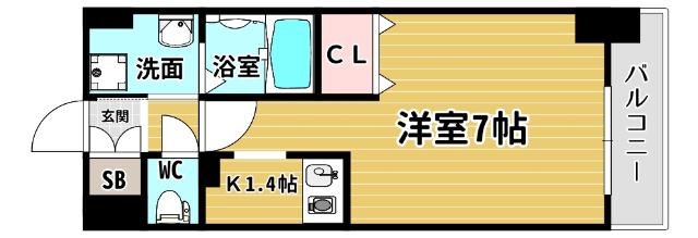 リヴシティ深江橋(1K/3階)の間取り写真