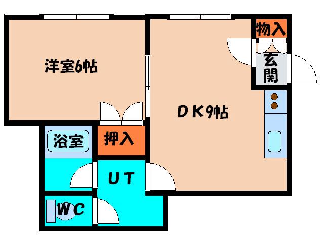 クレハウス(1DK/2階)の間取り写真