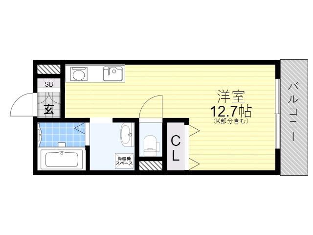 ノースキャッスル(ワンルーム/2階)の間取り写真