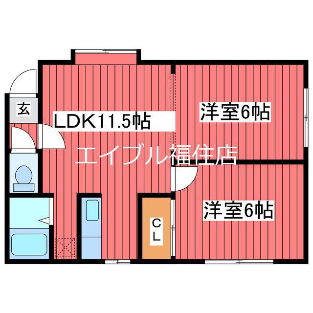 テゥーリ(2LDK/3階)の間取り写真