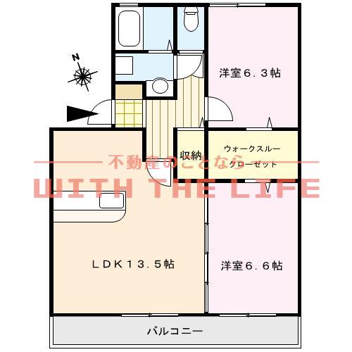 ビューアゼリア(2LDK/3階)の間取り写真