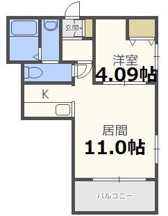 REGALO菊水二条(1LDK/8階)の間取り写真