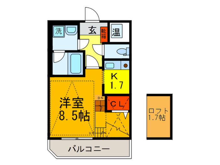 アドラーブルコート(1K/2階)の間取り写真