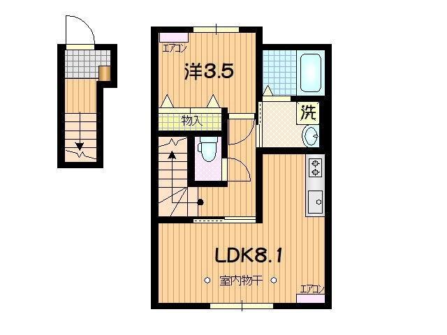 オークC(1LDK/2階)の間取り写真