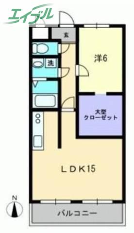 旭川スカイハイツ(1LDK/6階)の間取り写真