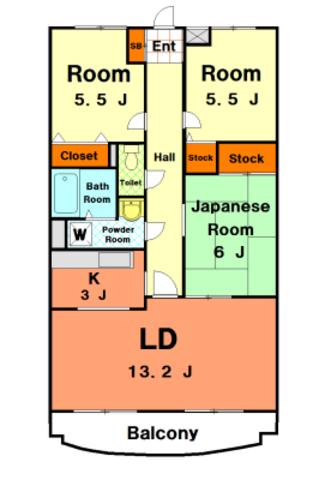 ザ・クレセント・ヒルズ(3LDK/1階)の間取り写真