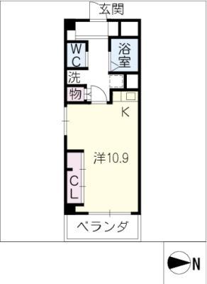 パラシオンさつき(ワンルーム/6階)の間取り写真