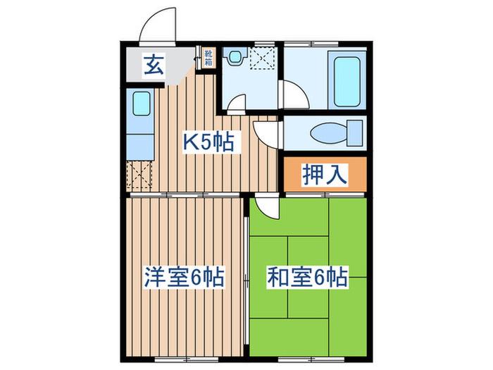シャンブル中江(2K/2階)の間取り写真