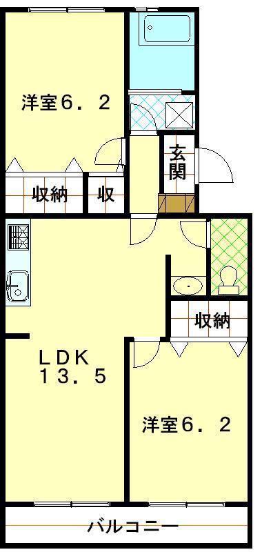 ウレリハイツ(2LDK/3階)の間取り写真