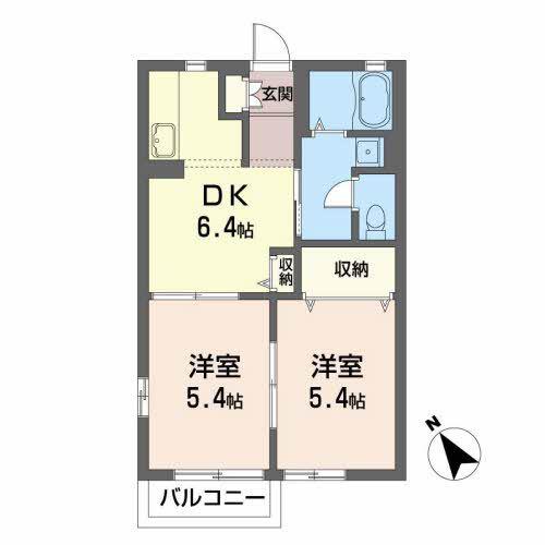 フォーシーズンズガーデン イースト(2DK/2階)の間取り写真