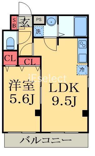 CONNECT PARK HILLS稲毛海岸(1LDK/3階)の間取り写真