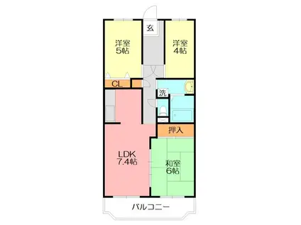 フォーレスト城北B(3LDK/1階)の間取り写真