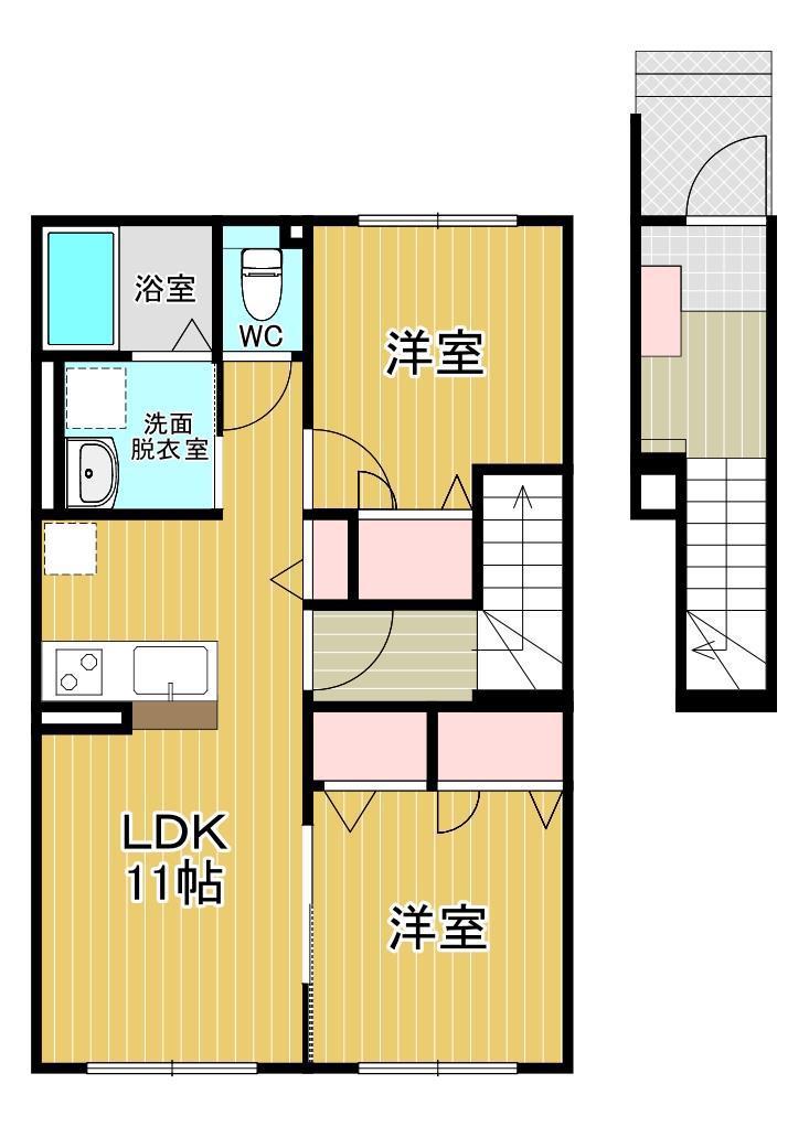 ガーデン ヴィラ(2LDK/2階)の間取り写真
