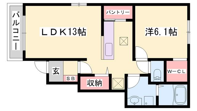 Y.R.M.レジデンス(1LDK/1階)の間取り写真