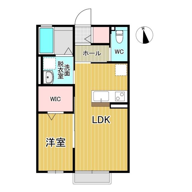 ディアコートC(1LDK/1階)の間取り写真
