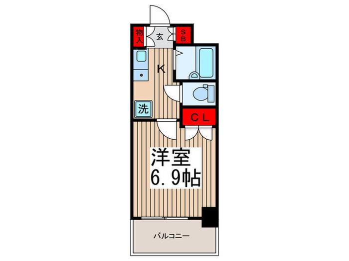レジディア門前仲町(1K/5階)の間取り写真