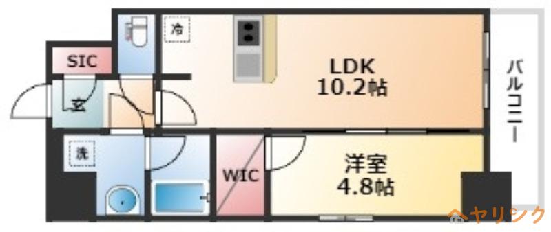 ディアレイシャス浅間町(1LDK/13階)の間取り写真