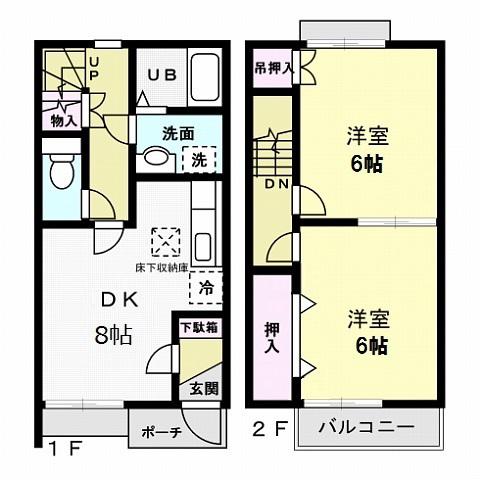 ガーデンコートさやか(2DK/1階)の間取り写真