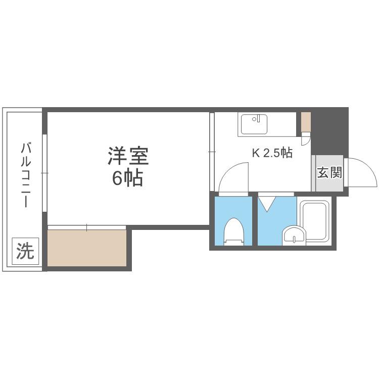パシフィック紫(1K/2階)の間取り写真