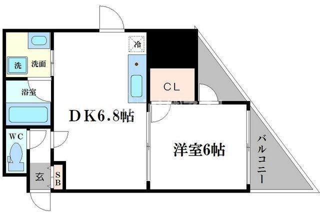 アプライズ西長堀(1DK/9階)の間取り写真