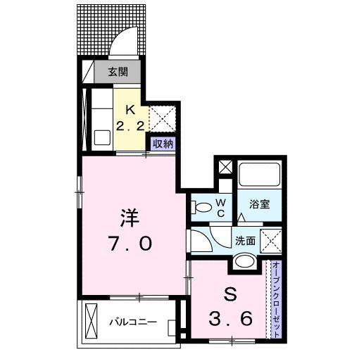 スプリングヒルズIII(1SK/1階)の間取り写真