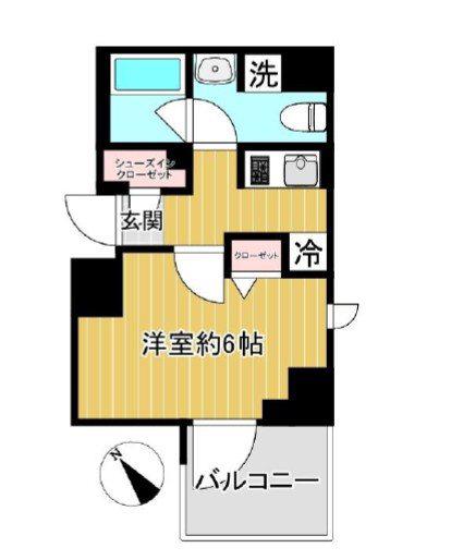 SHOKEN RESIDENCE横浜鶴見IV(1K/6階)の間取り写真