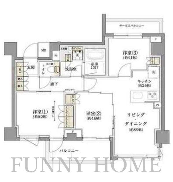 TENAS千歳船橋(3LDK/3階)の間取り写真