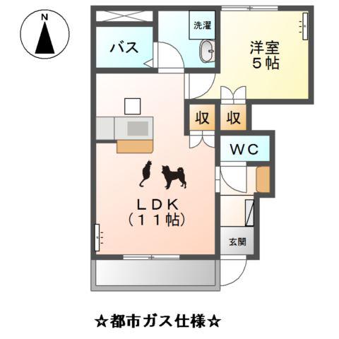 GRASS GARDEN(1LDK/1階)の間取り写真