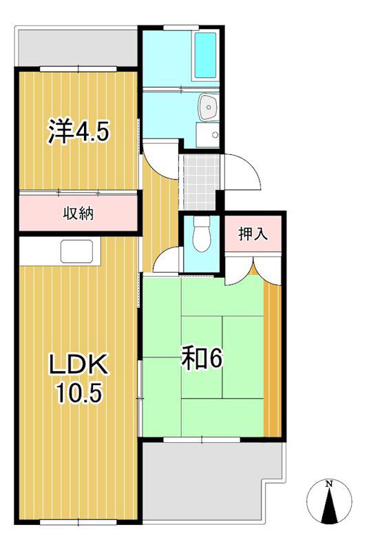 サンハイツ大みか(2LDK/1階)の間取り写真