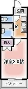 クレセントM浮島(1K/4階)の間取り写真