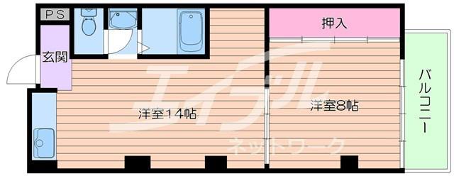 桜宮ハイツ(1LDK/2階)の間取り写真