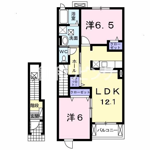 セレーノII(2LDK/2階)の間取り写真
