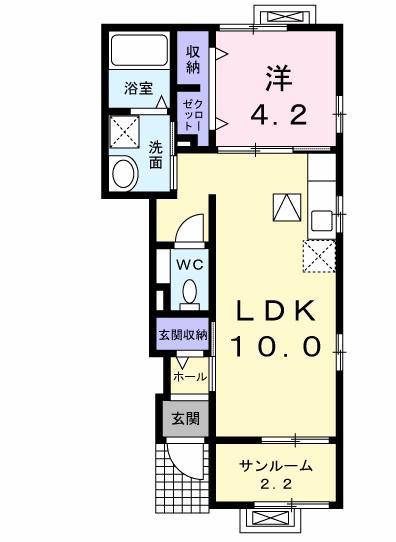 ソフィア・K(1LDK/1階)の間取り写真