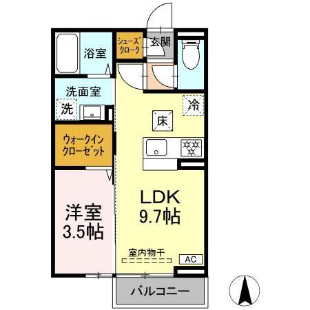 ネオ・アコール(1LDK/2階)の間取り写真