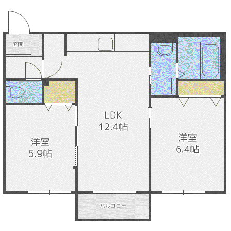 LOGEMENTS発寒南(2LDK/3階)の間取り写真