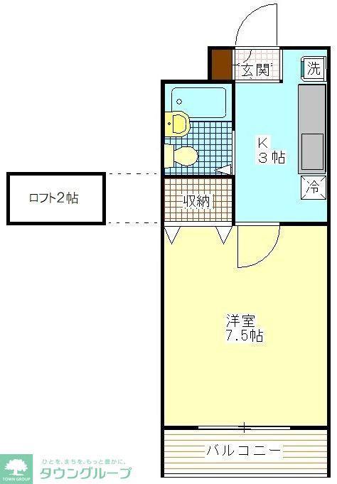 ユニーブル読売ランド(1K/2階)の間取り写真