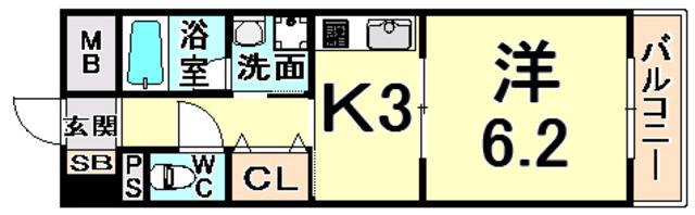SHARON塚口(1K/1階)の間取り写真