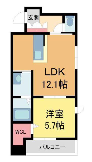 シャーメゾン摂津本山(1LDK/3階)の間取り写真