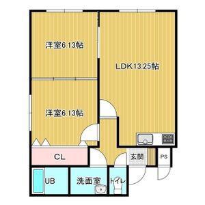 セイントロック湯浜(2LDK/4階)の間取り写真