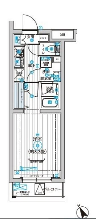 リライア西調布(1K/2階)の間取り写真