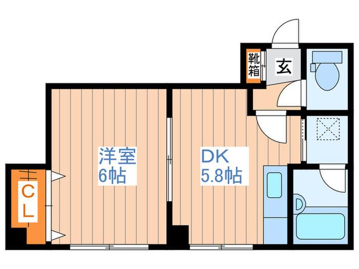 レジデンス美園(1DK/4階)の間取り写真