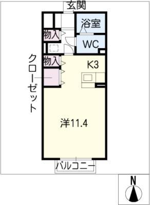 名鉄各務原線 切通駅 徒歩20分 2階建 築23年(1K/1階)の間取り写真