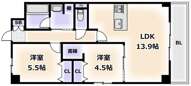 ベルンガーデン勝山北(2LDK/10階)の間取り写真