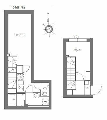 シティウォーク品川中延(1LDK/B1階)の間取り写真