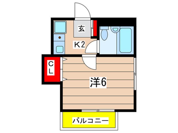 ドミール日吉(1K/2階)の間取り写真