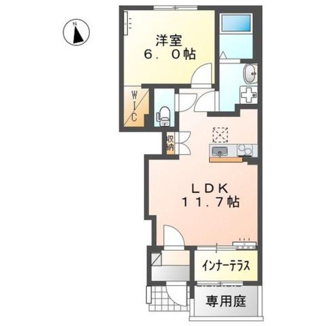 黒田アパート(1LDK/1階)の間取り写真