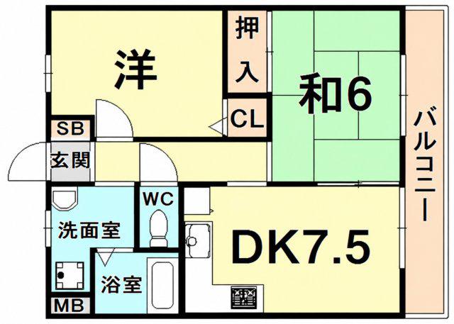 グッドヴィレッジII番館(2DK/3階)の間取り写真